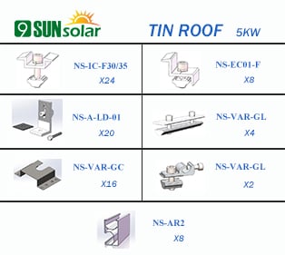 5KW Tin Roof Mounting System